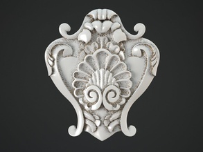 decor molding moulding cartouche ornament tracery wall decoration garniture decorate facade realistic detailed cnc carving stucco medallion lock 3d print model - Mito3D