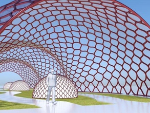 decorativo bicchiere tunnel parco modello vetro città verde futuro 3d print model - Mito3D