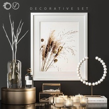 décoratif ensemble 3d modèle in 3dexport parfums branche vase livre cadre bougie décor image bague bijoux perles 3d print model - Mito3D