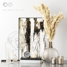 décoratif ensemble parfums séché fleurs pampa vase livre bougie décor plante bâtons sec fleur image Cadre céramique l'horloge visage perles 3d print model - Mito3D