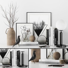 dekorativ einstellen Düfte Metall Vase Buch Rahmen Dekor Bild Vogel Bleistift Lampe Tischlampe Ast 3d print model - Mito3D