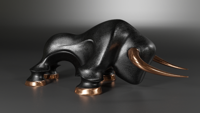 decorativo estatua toro animal estatuilla bronce metal moderno imprimible texturado cifras 3d print model - Mito3D