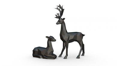 geyik aile 3d yazdır model in hayvanlar 3dexport sanat hediye düşük poli 3dprint hayvan dekor heykelcik iç tasarım minyatürler heykel oyuncak karikatür kağıt işi japon katlama sanatı 3d print model - Mito3D