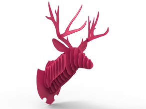 geyik kafası trofy - 3d bulmaca baş sanat asmak kupa hayvan 3d print model - Mito3D