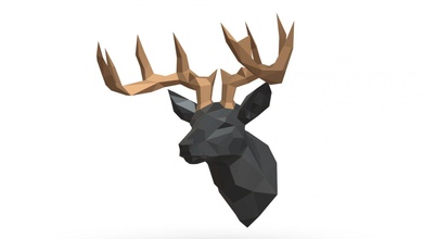geyik baş ganimet 3d yazdır model in hayvanlar 3dexport sanat hediye düşük poli 3dprint hayvan dekor heykelcik iç tasarım minyatürler heykel oyuncak karikatür kağıt işi 3d print model - Mito3D
