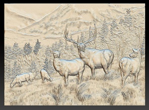 cerf in montagnes soulagement 2018 3d impression modèle sculpture 3dexport animal nature art zoo forêt faune bas relief image scène paysage chasse 3d print model - Mito3D