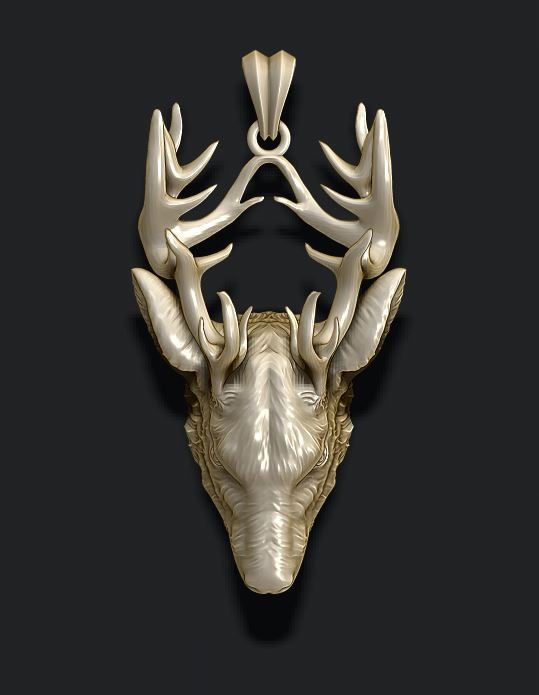 geyik kolye hayvan boynuz boynuzları buck kat elk altın mücevher takı memeli doğa odocoileus yazdırılabilir ren geyiği Gümüş yaban hayatı 3D print model - Mito3D