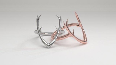 deer ring antler form jewelry animals nature antlers couples woman minimalist silver rosegold size-12 size 12 men fashion luxury simple 3dprint anillos 3d print model - Mito3D