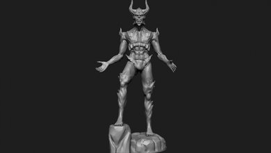 dämon 3d drucken bereit modell skulptur 3dexport satan fantasie monster inkubus luzifer charakter feind kreatur hölle dunkel grusel mythologisch magisch grab höllenhund günstling kunst 3d print model - Mito3D