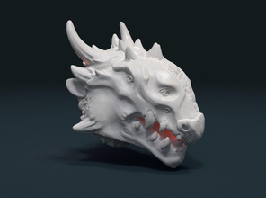 İblis ejderha kafası ınferno yaratık şeytan baş fang canavar korkunç 3d print model - Mito3D