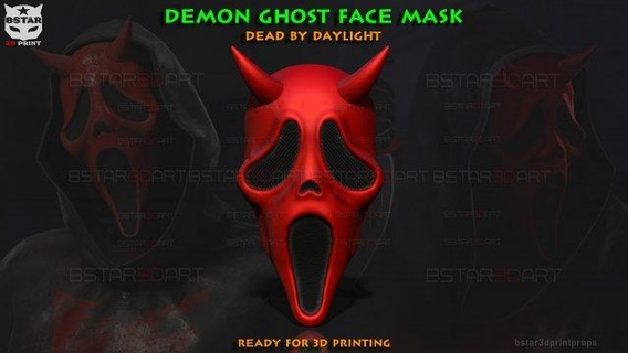demon ghost face mask dead daylight - halloween cosplay toys costumes devil huntress payday2 sweet tooth twisted metal dallas friday 13th jason stl file 3d print model - Mito3D