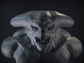 demonio cabeza esculpir 03 3d modelo in monstruo 3dexport diablo orgánico criatura humano humanoide zbrush escultura cara fantasía horror mutante ciencia ficción espacio extraterrestre 3d print model - Mito3D