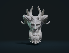 demon head 3d print model in coins badges 3dexport satan devil beard horror face mask creature 3d print model - Mito3D