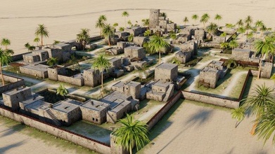 desert village blender 3d town houses building exterior scene 3d print model - Mito3D