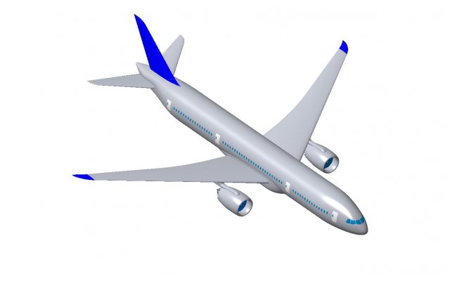 detailed civil aircraft model created real units measurement study features 300 passengers- 3d surfaces- has- carefully- 3D print model - Mito3D