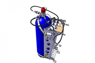 detailed crew oxygen system 3d model in commercial 3dexport cylinder assy support fittings- created real units measurement- study features has- carefully- 3d print model - Mito3D