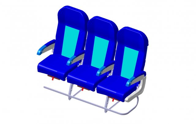detallado triple asiento 3d modelo in partes 3dexport pasajero economía clase seating montaje stp catpart stl igs 3D print model - Mito3D