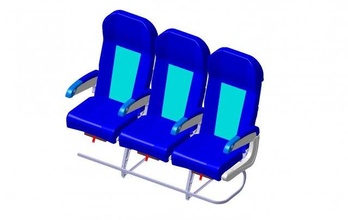 detailed triple seat assy 3d model in commercial 3dexport passenger economy class seating -stp -catpart -stl -igs study 3d print model - Mito3D