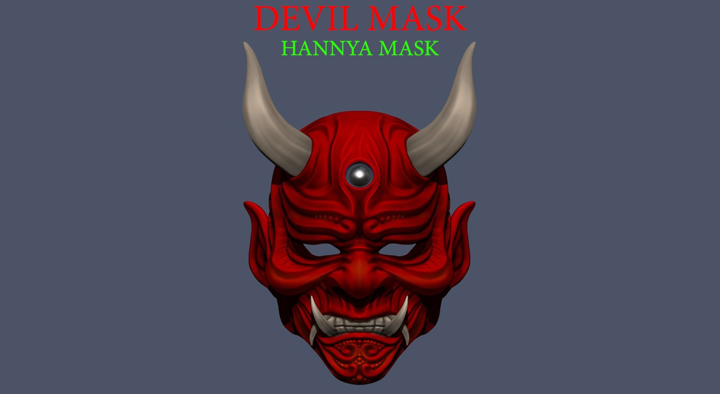 devil mask-maschera hannya-samurai maschera di-satana si cosplay hannya la casco samurai il demone fumetti ironman satana diavolo devilmask hannyamask 3D print model - Mito3D