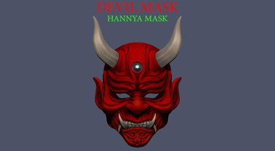 máscara de diablo-máscara hannya-samurai máscara-satanás cosplay hannya la el casco samurai demonio cómic ironman satanás diablo devilmask hannyamask 3d print model - Mito3D