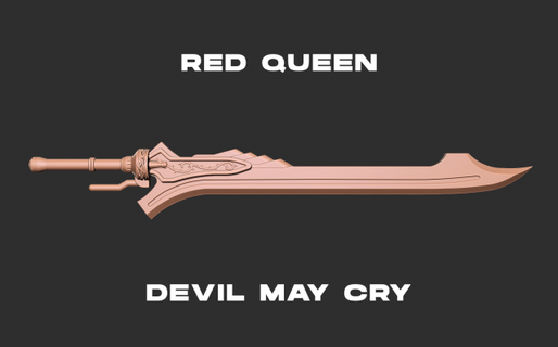 devil may cry red queen sword sculpture devilmaycry metal games 3d model medieval weapon fantasy warrior blade bladed knife various models 3d print model - Mito3D