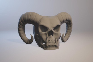 devil skull medelis 3d art decot funny print printable free stl obj printer office halloween 3d print model - Mito3D
