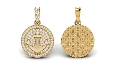 diamond anchor pendant 02 gold silver 3dprint cnc pandle zbrush ship hip hop printable jewel jewellery jewells symbol heavy boys hiphop 3d print model - Mito3D