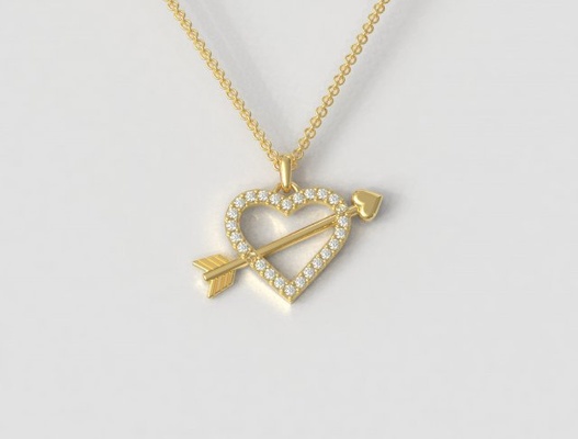 elmas ok kalp kolye 3d yazdır model in 3dexport aşk klasik genç moda paulorani 39 ye romantik düğün takı diamond pendant love jewelry heart shape tanrısı necklace 3d print model - Mito3D