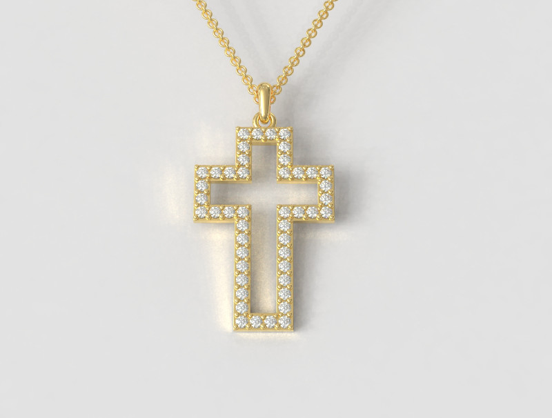 diamante cruzar colgante pendiente 3d impresión modelo in colgantes 3dexport joyería jesús joya paulorani imprimible oro anillos boda plata católico religioso pendant jewelry diamond cross 3D print model - Mito3D