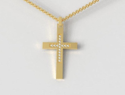 diamond cross pendant pendants jewelry gold pauloranieri trendy fashion classic modern silver diamond-cross jesus jesus-pendant cross-pendant catholic gold-pendant 3d print model - Mito3D