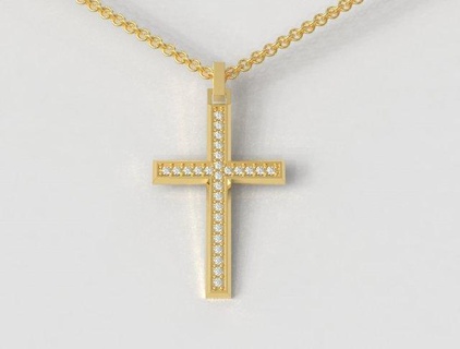 Diamant Kreuz Anhänger Schmuck Gold paulorani modisch Mode klassisch modern Silber gold pendant diamond cross Jesus jesus katholisch jewelry 3d print model - Mito3D