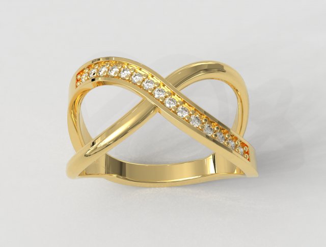 diamante attraversamento squillare anelli oro gioielleria paulorani moda moderno argento stampabile classico design attraversare printable ring diamond crossing 3D print model - Mito3D