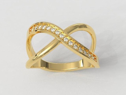 diamond crossing ring rings gold jewelry pauloranieri trendy fashion modern silver printable classic design cross jewellery printable-ring diamond-ring crossing-ring 3d print model - Mito3D