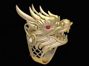 diamond dragon ring 3d print model men jewelry silver gold printer 3d print model - Mito3D
