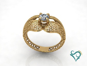 diamante anillo de oro 3d imprimibles joya goldenring el compromiso la boda moda flowerring imprimible piedra piedras preciosas 3d print model - Mito3D