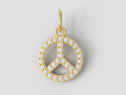Diamant Frieden Anhänger Ringe Schmuck jewelry rings paulorani modisch Mode modern Silber diamond pendant peace Halskette necklace 3d print model - Mito3D