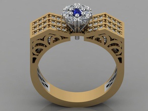 diamante anillo 3d impresión modelo in anillos 3dexport collar pulsera joya gemas joyería moda oro diseño plata lujo elegante brillante arete colgante pendiente zafiro 3d print model - Mito3D