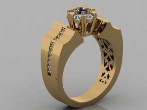 diamante anillo 3d impresión modelo in anillos 3dexport collar pulsera joya gemas joyería moda oro diseño plata lujo elegante brillante arete colgante pendiente zafiro 3d print model - Mito3D