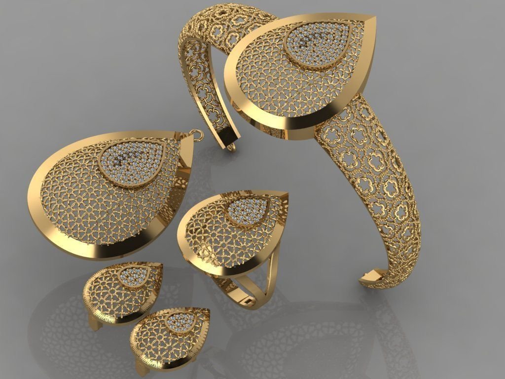 diamond set 3d print model in 3dexport ring jewelry gold 3D print model - Mito3D