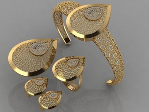diamante conjunto 3d impresión modelo in 3dexport anillo joyería joya oro 3d print model - Mito3D