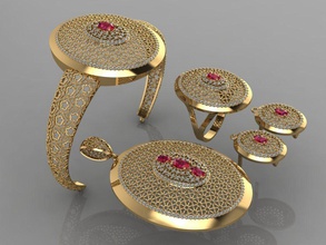 diamante conjunto el anillo la joyería de oro visión brazalete 3d print model - Mito3D