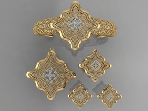 diamante incastonato set gioielli anello oro 3d print model - Mito3D