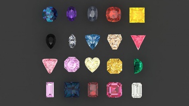 diamante pietra pack 15 gioielli gemma 3dprint stampabile i diamanti di cristallo carati emerald ruby cnc zbrush gioiello lusso lucente ovale giro la stampa 3d print model - Mito3D