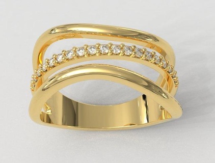 diamante olas anillo anillos oro joyería joya paulorani moda Moda moderno plata líneas capas curvo clásico ola wave ring diamond classic 3d print model - Mito3D