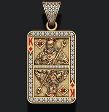 diamonds king playing card pendant gamble jack desk queen poker casino roulette game cart kart kard diamond enamel jewellery gold silver jewelry necklace 3d print model - Mito3D