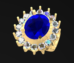 Diana clásico zafiro diamantes anillo 3d impresión modelo joyería joya brillante oro oval Esmeralda 8x6 1ct Roca Estados Unidos Canadá Europa imprimible anillos promesa 3d print model - Mito3D