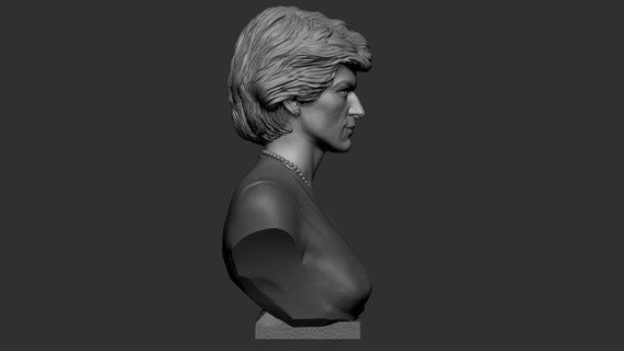 Diana princesa Gales hombre personaje imprimible uk británico icono reina elizabeth unido Reino Inglaterra Charles mujer busto impresión 3d Spencer miniaturas 3d print model - Mito3D