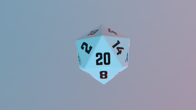 dice d20 game ready pbr 3d model in board games 3dexport rpg die tabletop plastic customizable dungeons dragons hobby polyhedral playing table dnd sports icosahedron 3d print model - Mito3D