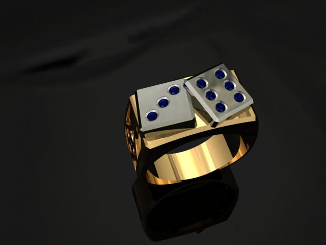 dice ring cad design diamond finger gamble game gems gemstones gift gold jewel jewellery jewelry mens rings semi-precious signet stl 3D print model - Mito3D