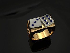 dice ring cad design diamond finger gamble game gems gemstones gift gold jewel jewellery jewelry mens rings semi-precious signet stl 3d print model - Mito3D